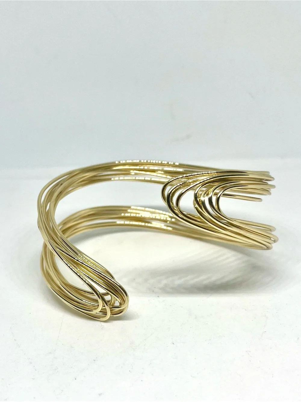 Gold-Tone Multi Wire Cuff Bracelet - Modern Spiral Design